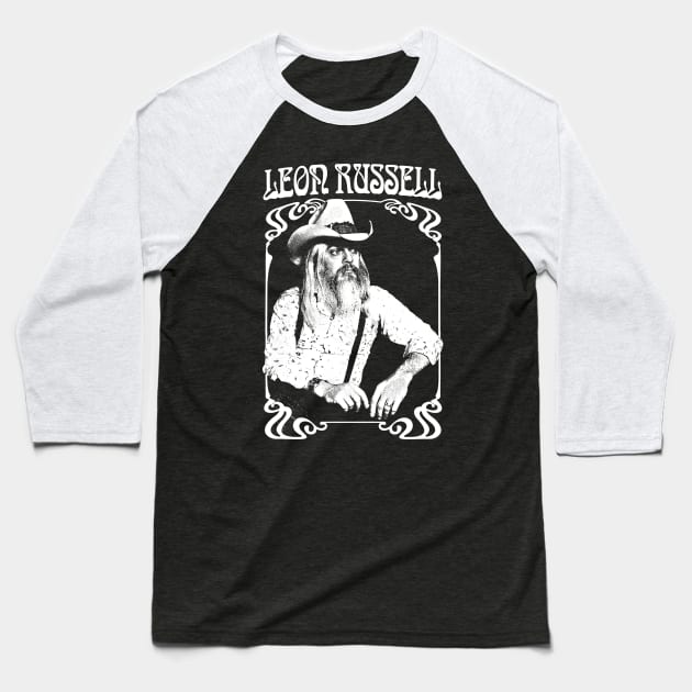Leon Russell /// Retro 1970s Fan Design Baseball T-Shirt by DankFutura